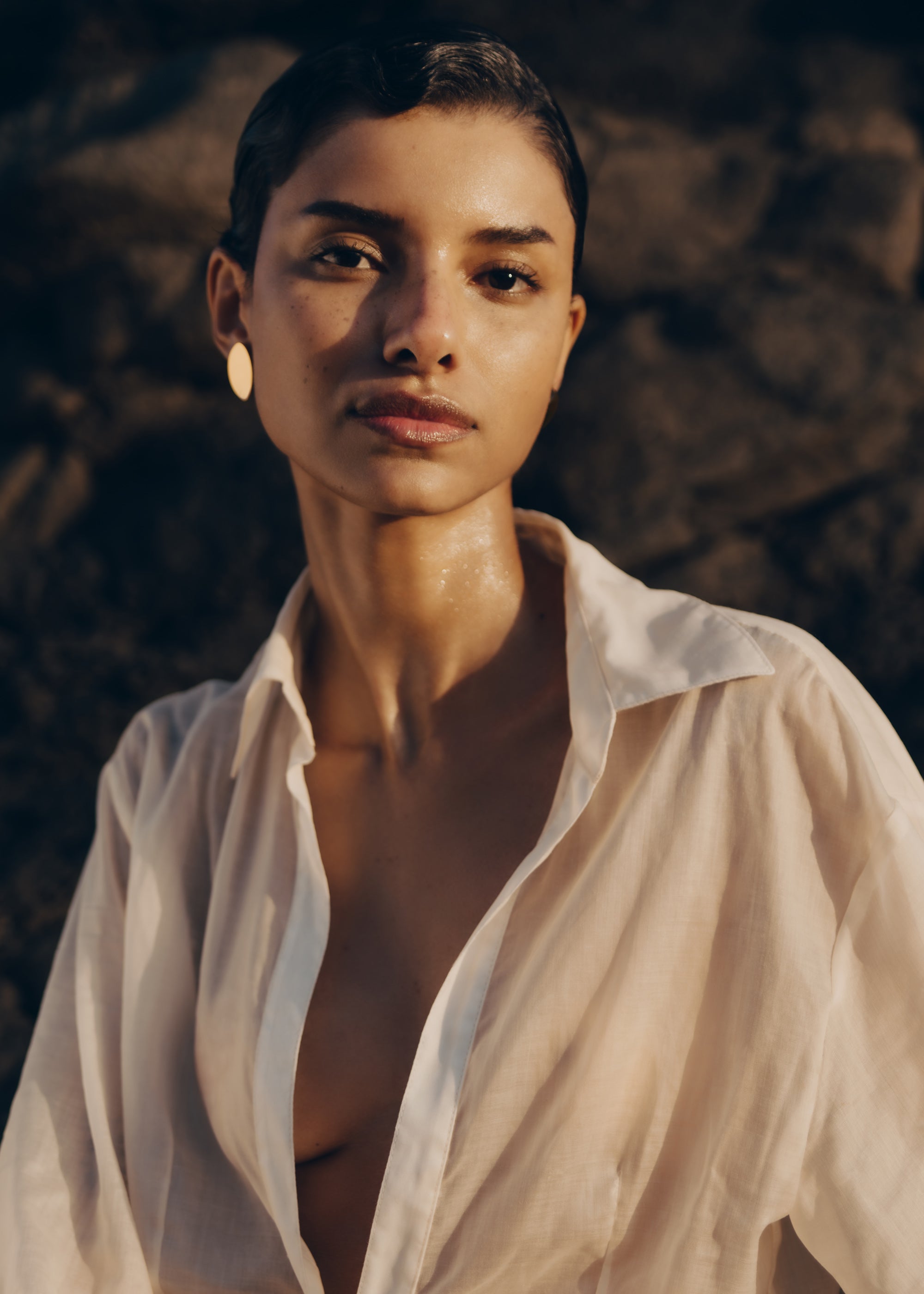 Naé Stud Earrings - Smoked glass