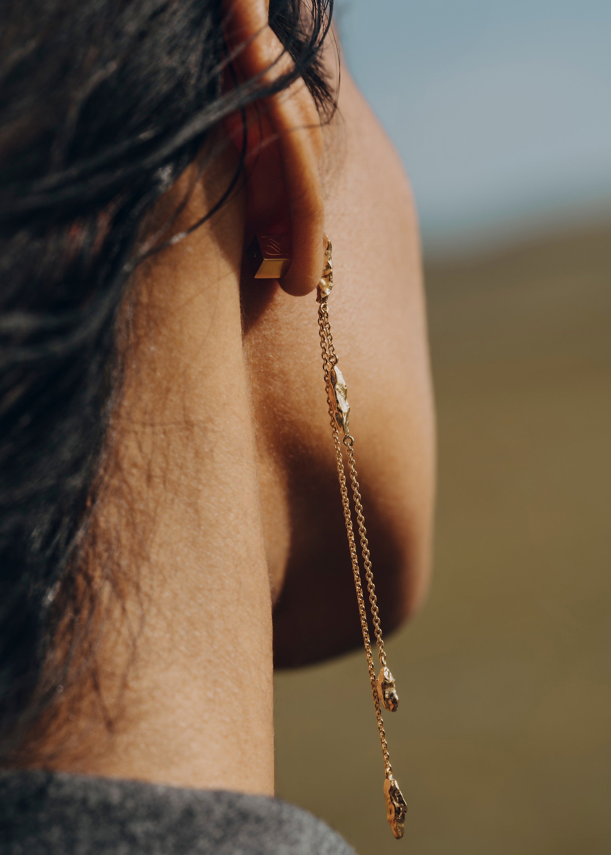 Eroz Chain Earrings - 24 carat gold-gilded edition