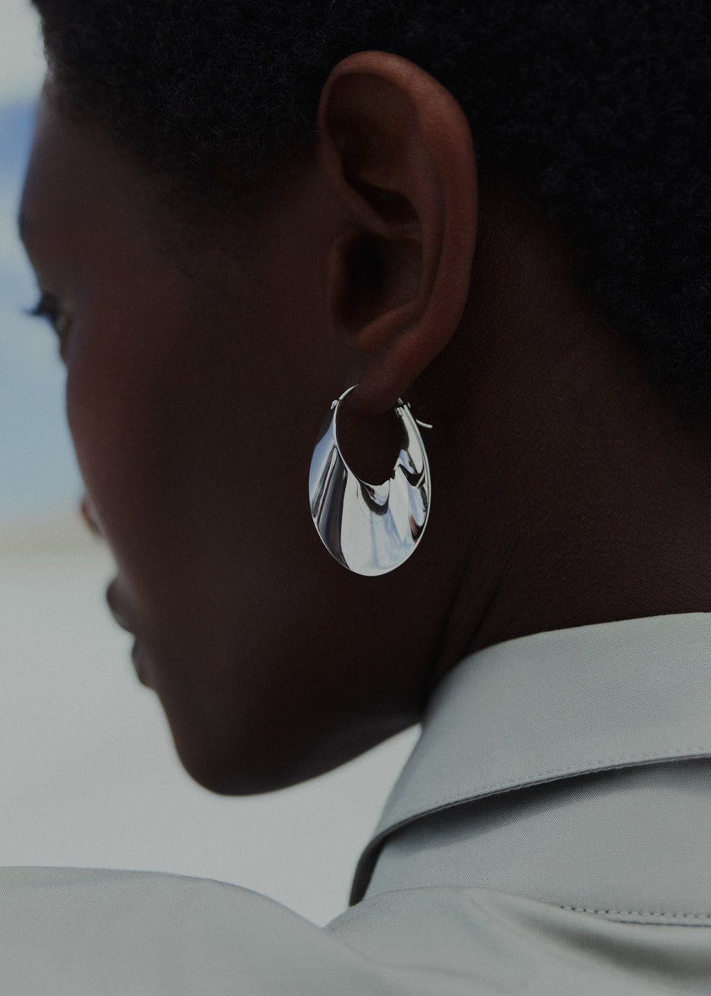 Éole Slim Hoop Earrings - Silver in rhodium-plated brass