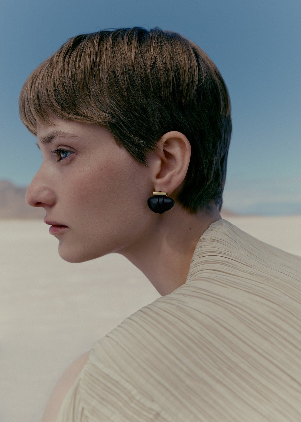 Téré Stud Earrings - Black Marble