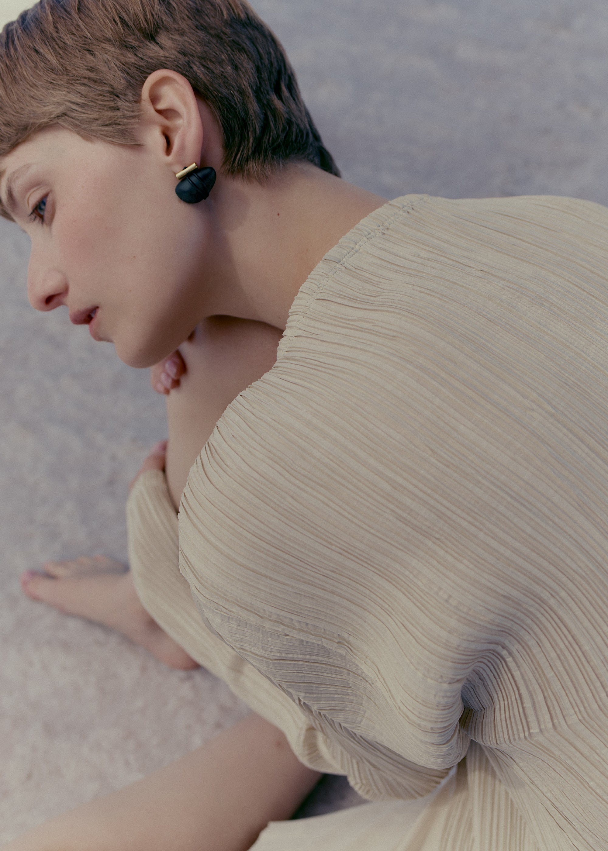 Téré Stud Earrings - Black Marble